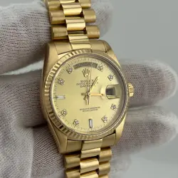ROLEX PRESIDENT DAY DATE 18038 36MM CHAMPAGNE DIAMOND DIAL 18K YELLOW GOLD