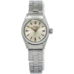 ROLEX OYSTER PERPETUAL 6618 STAINLESS STEEL SILVER DIAL AUTO LADIES WATCH 24MM