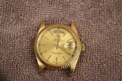 1985 ROLEX DAY-DATE PRESIDENT BLACK 36MM 18K YELLOW GOLD WATCH 18038