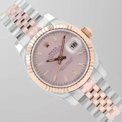 ROLEX LADIES DATEJUST 26MM TWO TONE ROSE GOLD PINK DIAL FLUTED JUBILEE 179171