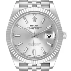 ROLEX DATEJUST 41 STEEL WHITE GOLD SILVER DIAL MENS WATCH 126334 BOX CARD