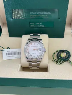 ROLEX OP DATEJUST STAINLESS STEEL WHITE ROMAN DIAL 36MM AUTOMATIC WATCH 126200