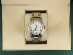 1991 ROLEX DATEJUST 16233 WHITE ROMAN DIAL TT 18KT OYSTER NO PAPERS 36MM