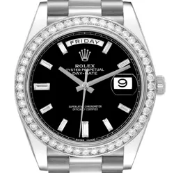 ROLEX PRESIDENT DAY-DATE 40 WHITE GOLD DIAMOND MENS WATCH 228349 BOX CARD