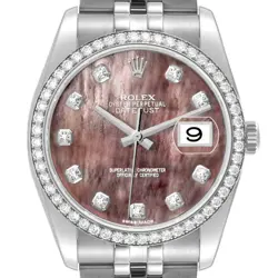 ROLEX DATEJUST MOP DIAMOND WHITE GOLD STEEL MENS WATCH 116244
