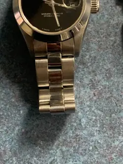 LADIES ROLEX OYSTER PERPETUAL DATE AUTOMATIC STEEL WATCH 26MM BLACK DIAL