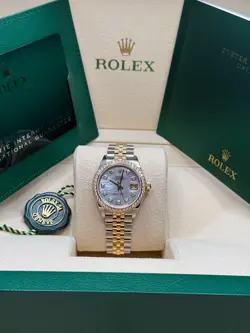 ROLEX LADY-DATEJUST 28 MOP DIAMOND DIAL TWO TONE YELLOW GOLD DIAMOND  JUBILEE