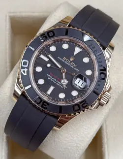 Rolex Yachtmaster 126655 Oysterflex Black Index Dial Rose Gold 40mm Dec 2022