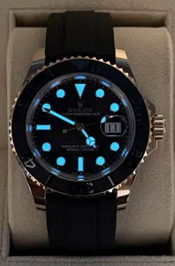 Rolex Yachtmaster 126655 Oysterflex Black Index Dial Rose Gold 40mm Dec 2022