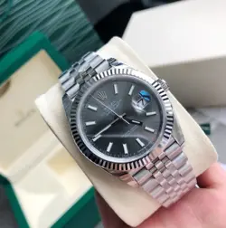 ROLEX DATEJUST 41MM SILVER OYSTER BRACELET WITH SILVER BEZEL