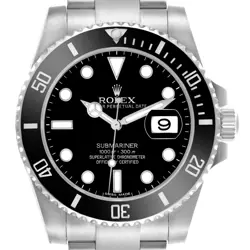 ROLEX SUBMARINER DATE BLACK DIAL BEZEL STEEL MENS WATCH 116610