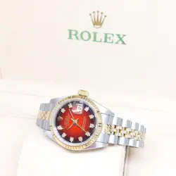 Rolex 26mm 18K Half Yellow Gold Red Degrade Diamonds Datejust REF: 69173 (X)