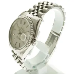 USED ROLEX Datejust 16220 Silver Case: 36.0mm Band: 18.0cm Men's Watch #911330