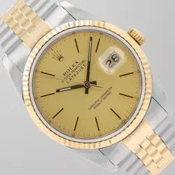 ROLEX DATEJUST TWO TONE 36MM CHAMPAGNE DIAL FLUTED BEZEL JUBILEE BAND 16233
