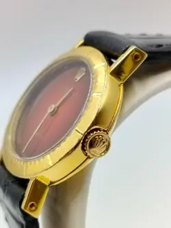 Auth Vintage Rolex Cellini 4081 18K Red Vignette Dial Manual Winding Lady Watch