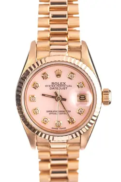 ROLEX OYSTER PERPETUAL DATEJUST 26MM 18K GOLD LADIES WATCH - SERVICED