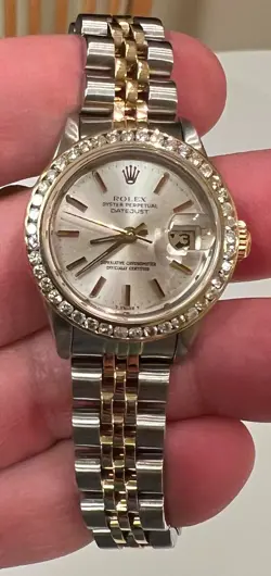 ROLEX 18K GOLD/STAINLESS STEEL DATEJUST 69173 26MM SILVER DIAMOND DIAL