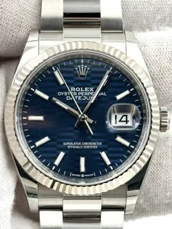 ROLEX DATEJUST 36MM BLUE MOTIF DIAL OYSTER BRACELET 126234 BOX & PAPERS 2023