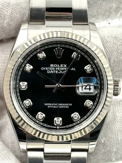 ROLEX DATEJUST 36MM BLACK DIAMOND DIAL OYSTER BRACELET 126234 BOX & PAPERS 2022