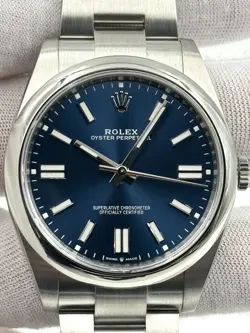 ROLEX OYSTER PERPETUAL 41MM BLUE DIAL STAINLESS STEEL BRACELET 124300 B&P 2023