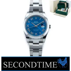 ROLEX DATEJUST 126300 41MM STAINLESS STEEL OYSTER BRACELET BLUE ROMAN DIAL 2019