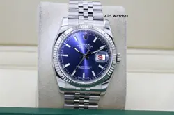 ROLEX DATEJUST 36MM 116234 BLUE STICK DIAL JUBILEE BOX & PAPERS
