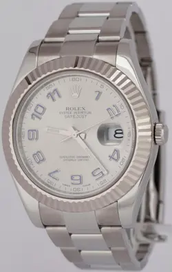 MINT PAPERS Rolex DateJust II 41mm Silver Blue Arabic Steel Gold 116334 BOX
