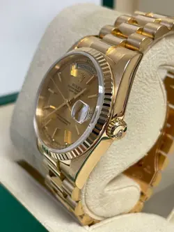 Rolex DAY-DATE 36 Yellow GOLD 18238 President Champagne 36mm Mint + Warranty
