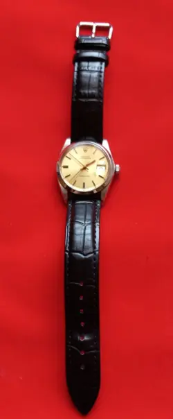 Rolex Oysterdate Precision model 6694 with Black Two-Piece Strap, Silver Bezel