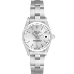 ROLEX DATE SILVER DIAL OYSTER BRACELET STEEL LADIES WATCH 69160