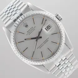 ROLEX MEN'S DATEJUST 36MM STEEL SILVER DIAL ENGINE-TURNED JUBILEE WATCH 16030