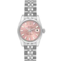 ROLEX DATEJUST STEEL WHITE GOLD PINK DIAL LADIES WATCH 179174