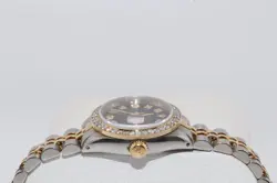 26MM Rolex Datejust Jubilee 1.50 CTW Diamonds Bezel Black Dial SS/10k Gold Watch