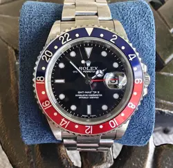 2006 ROLEX GMT-MASTER II 2 PEPSI BLUE RED STEEL 16710 WATCH BLACK WATCH