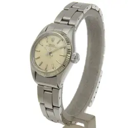 ROLEX OYSTER PERPETUAL WG BEZEL 6619 WATCH SS WG AUTOMATIC LADIES SILVER DIAL