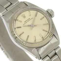 ROLEX OYSTER PERPETUAL WG BEZEL 6619 WATCH SS WG AUTOMATIC LADIES SILVER DIAL