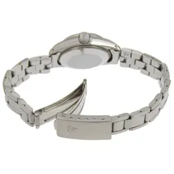ROLEX OYSTER PERPETUAL WG BEZEL 6619 WATCH SS WG AUTOMATIC LADIES SILVER DIAL