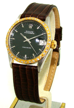 VINTAGE ROLEX 30mm MIDSIZE OYSTERDATE DIAMOND BEZEL MANUAL WIND WATCH 6466 C.'69