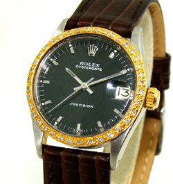 VINTAGE ROLEX 30mm MIDSIZE OYSTERDATE DIAMOND BEZEL MANUAL WIND WATCH 6466 C.'69