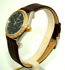 VINTAGE ROLEX 30mm MIDSIZE OYSTERDATE DIAMOND BEZEL MANUAL WIND WATCH 6466 C.'69