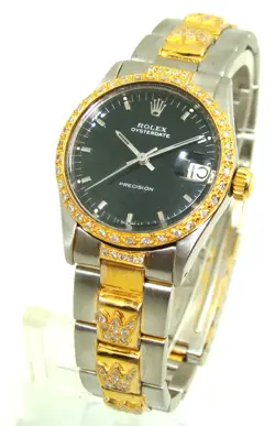 VINTAGE ROLEX 30mm MIDSIZE OYSTERDATE DIAMOND BEZEL MANUAL WIND WATCH 6466 C.'69