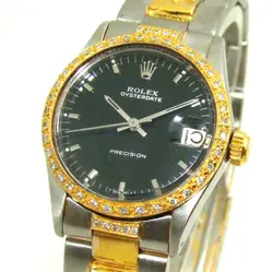 VINTAGE ROLEX 30mm MIDSIZE OYSTERDATE DIAMOND BEZEL MANUAL WIND WATCH 6466 C.'69