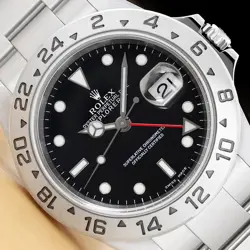 2002 ROLEX EXPLORER II 40MM 16570T NO HOLES BLACK DIAL STAINLESS STEEL GMT WATCH