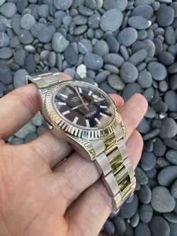 Rolex Datejust 41mm Steel & White Gold 116334  Blue Dial Papers Service Card