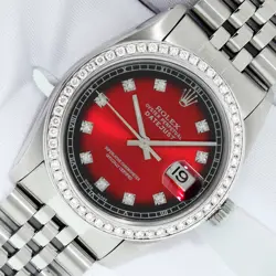 ROLEX DATEJUST 36 STAINLESS STEEL JUBILEE DIAMOND WATCH WITH RED DIAMOND WATCH