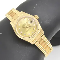 ROLEX DATEJUST Bark Finish 10P Diamond A# 750YG 79278G #026