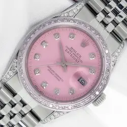 ROLEX DATEJUST STEEL AND WHITE GOLD JUBILEE DIAMOND WATCH WITH PINK DIAMOND DIAL