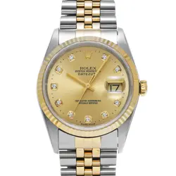 ROLEX  DATEJUST 16233G NUMBER 1996 MANUFACTURED CHAMPAGNE/DIAMOND WATCH WRISTWAT