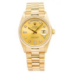 ROLEX DAY-DATE 18038 18K YG PRESIDENT DIAMOND DIAL AUTOMATIC MEN'S WATCH 36MM