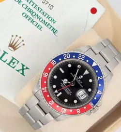 ROLEX GMT-MASTER II 40MM STEEL OYSTER WATCH 16710 BOX PAPERS
